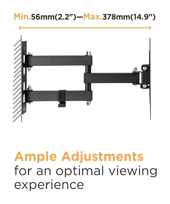 POWERTECH επιτοίχια βάση τηλεόρασης, 23-43", έως 30kg - Image 2