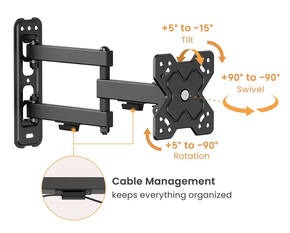 POWERTECH επιτοίχια βάση τηλεόρασης , 23-32", - Image 2