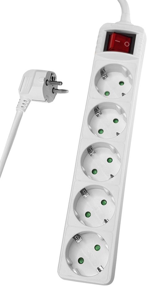 POWERTECH πολύπριζο , 5x schuko, 16A, 5m, λευκό